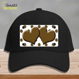 Brown White Polka Dot With Brown Centered Hearts Novelty License Plate Hat Cotton / Black