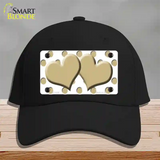 Gold White Polka Dot Gold Centered Hearts Novelty License Plate Hat Cotton / Black