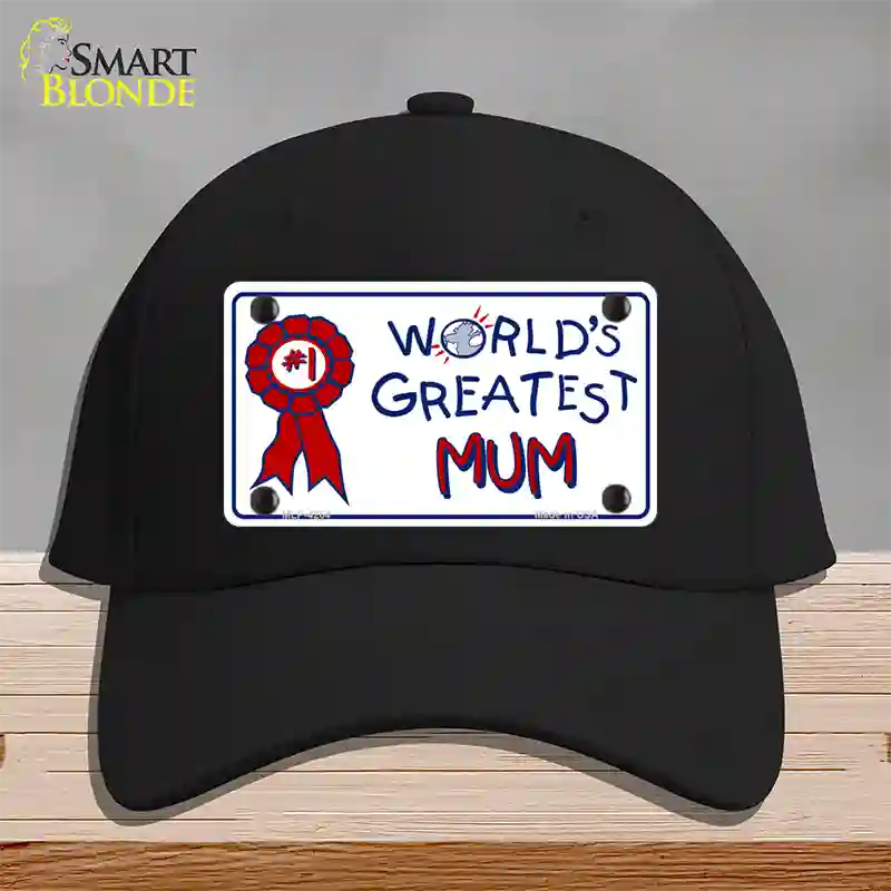 Worlds Greatest Mum Novelty License Plate Hat Cotton / Black