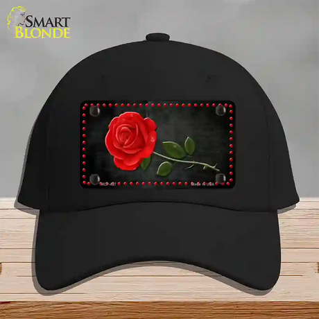 Rose Design Black Novelty License Plate Hat Cotton / Black