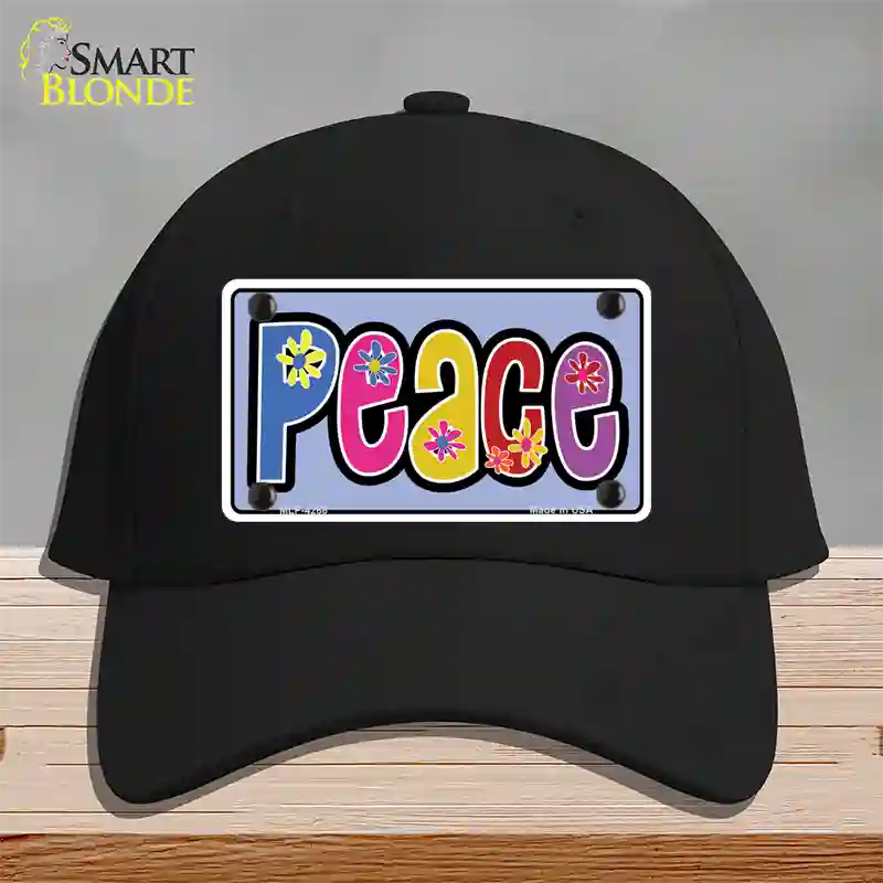 Peace And Flowers Novelty License Plate Hat Cotton / Black