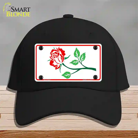 Rose Design White Novelty License Plate Hat Cotton / Black