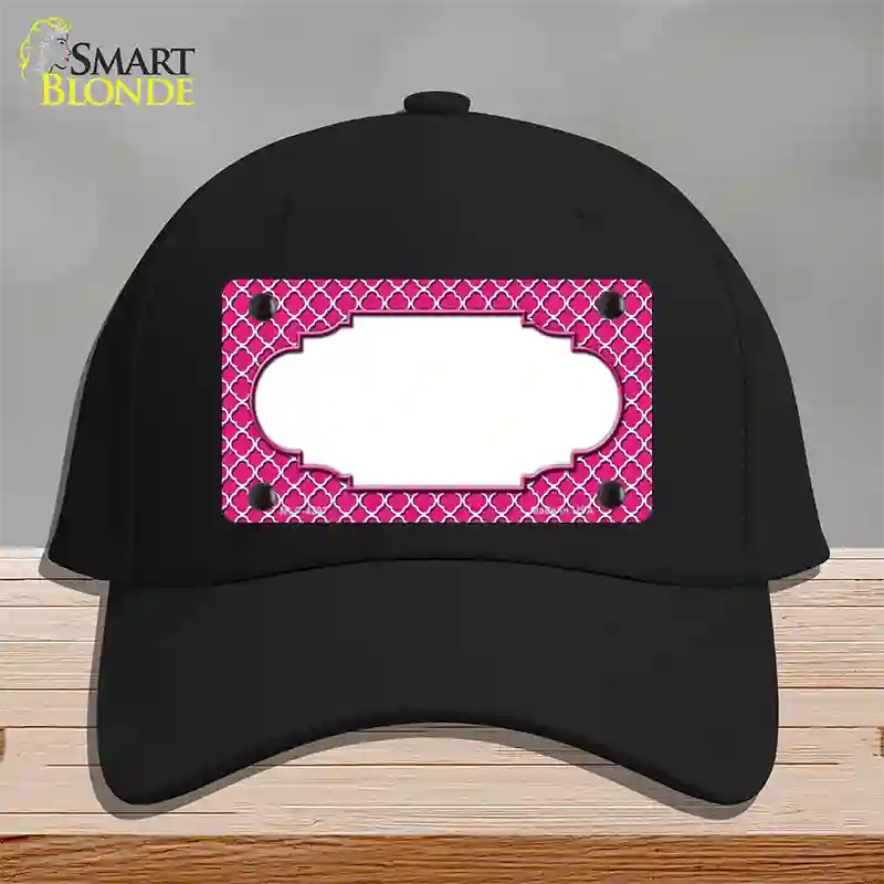 Pink White Quatrefoil Center Scallop Novelty License Plate Hat Cotton / Black