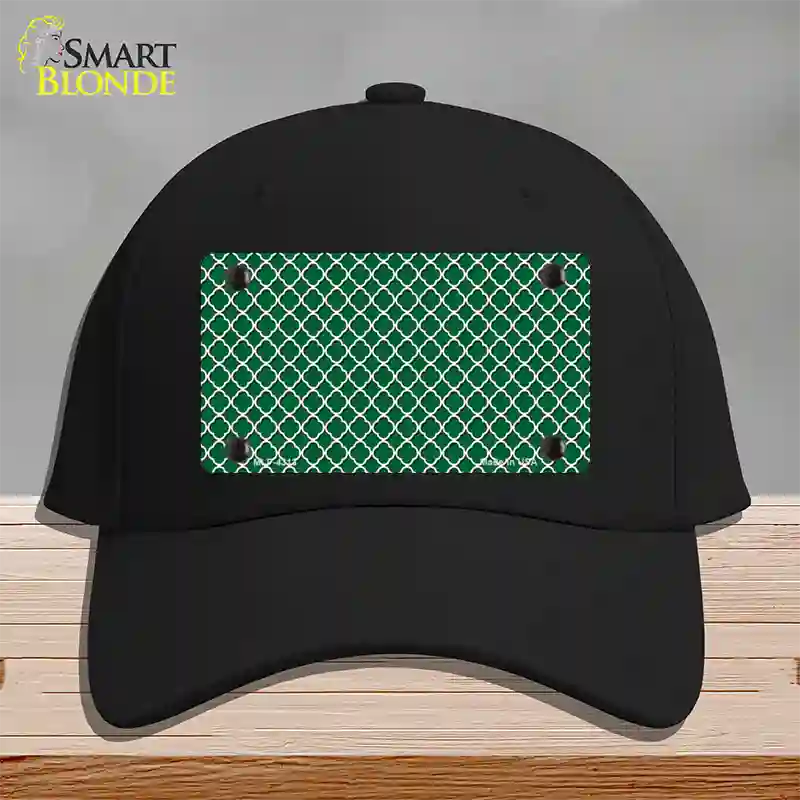 Green White Quatrefoil Novelty License Plate Hat Cotton / Black
