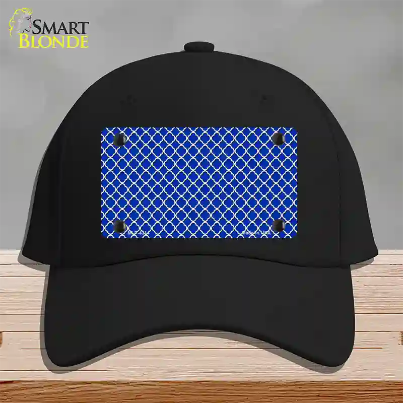 Blue White Quatrefoil Novelty License Plate Hat Cotton / Black