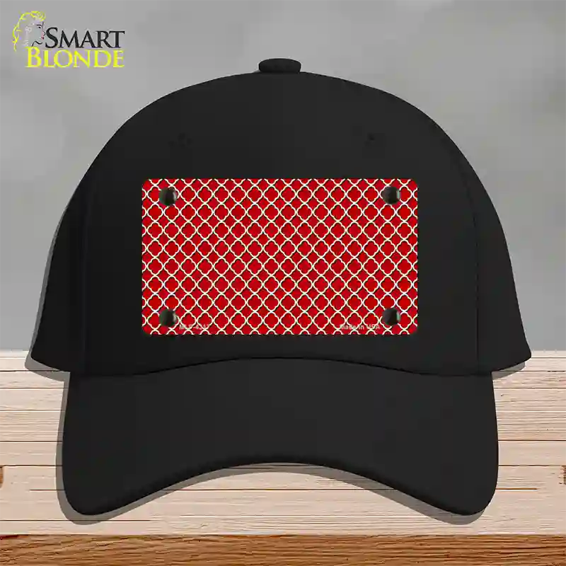 Red White Quatrefoil Novelty License Plate Hat Cotton / Black