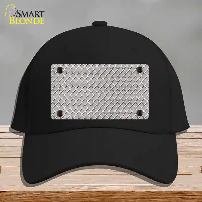 Grey White Quatrefoil Novelty License Plate Hat Cotton / Black
