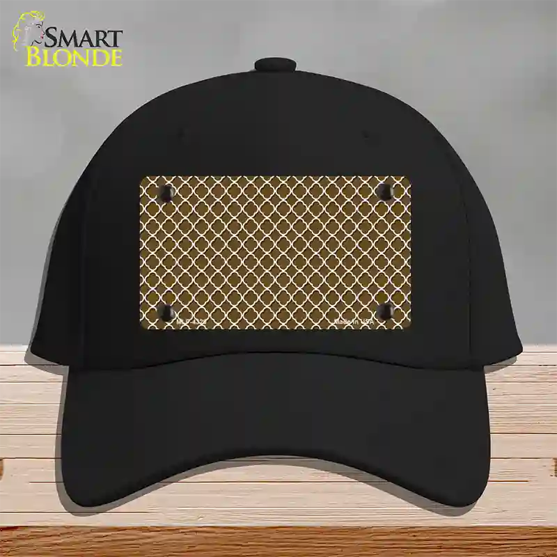Brown White Quatrefoil Novelty License Plate Hat Cotton / Black