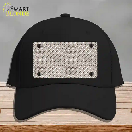 Tan White Quatrefoil Novelty License Plate Hat Cotton / Black