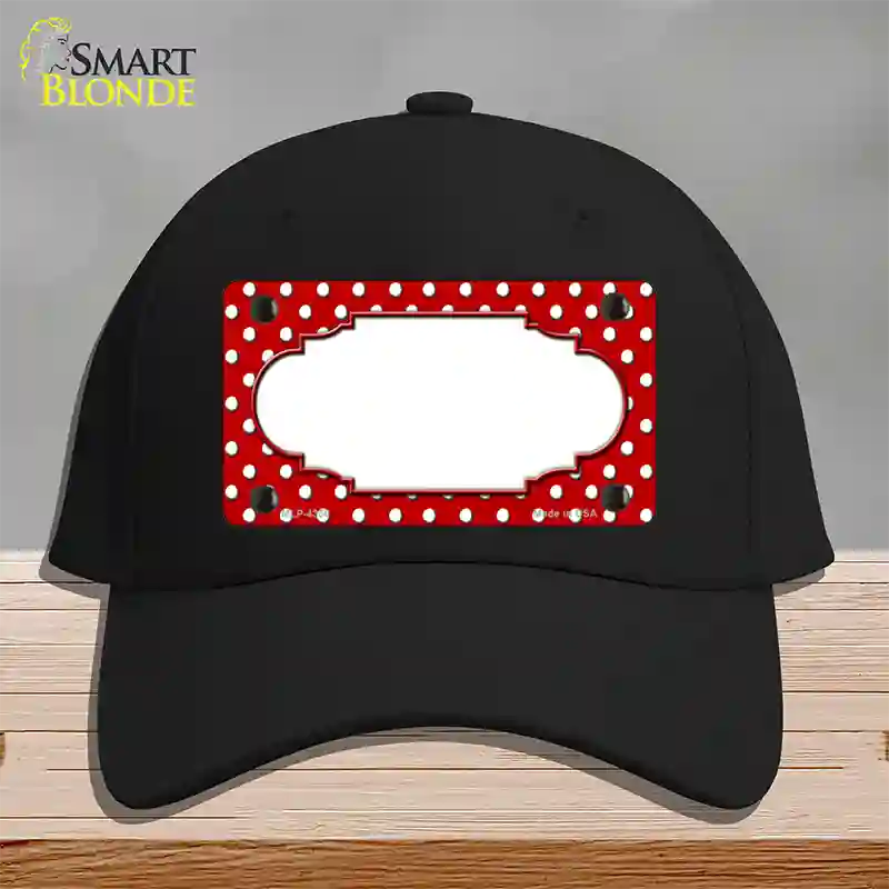 Scallop Red White Polka Dot Novelty License Plate Hat Cotton / Black