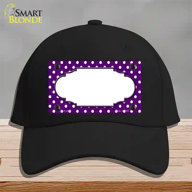 Scallop Purple White Polka Dot Novelty License Plate Hat Cotton / Black