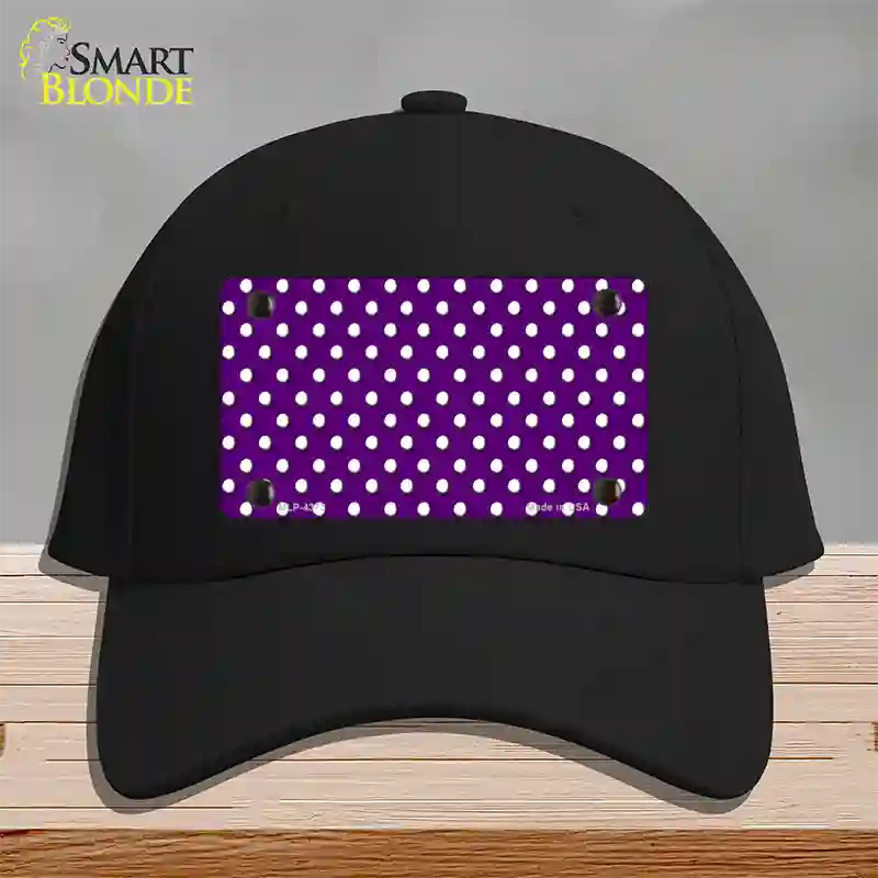 Purple Polka Dot Novelty License Plate Hat Cotton / Black