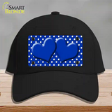 Blue White Polka Dot Center Hearts Novelty License Plate Hat Cotton / Black