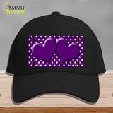 Purple White Polka Dot Center Hearts Novelty License Plate Hat Cotton / Black