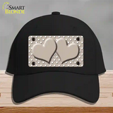 Tan White Polka Dot Center Hearts Novelty License Plate Hat Cotton / Black