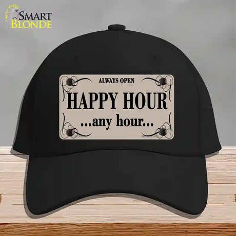 Happy Hour Any Hour Novelty License Plate Hat Cotton / Black