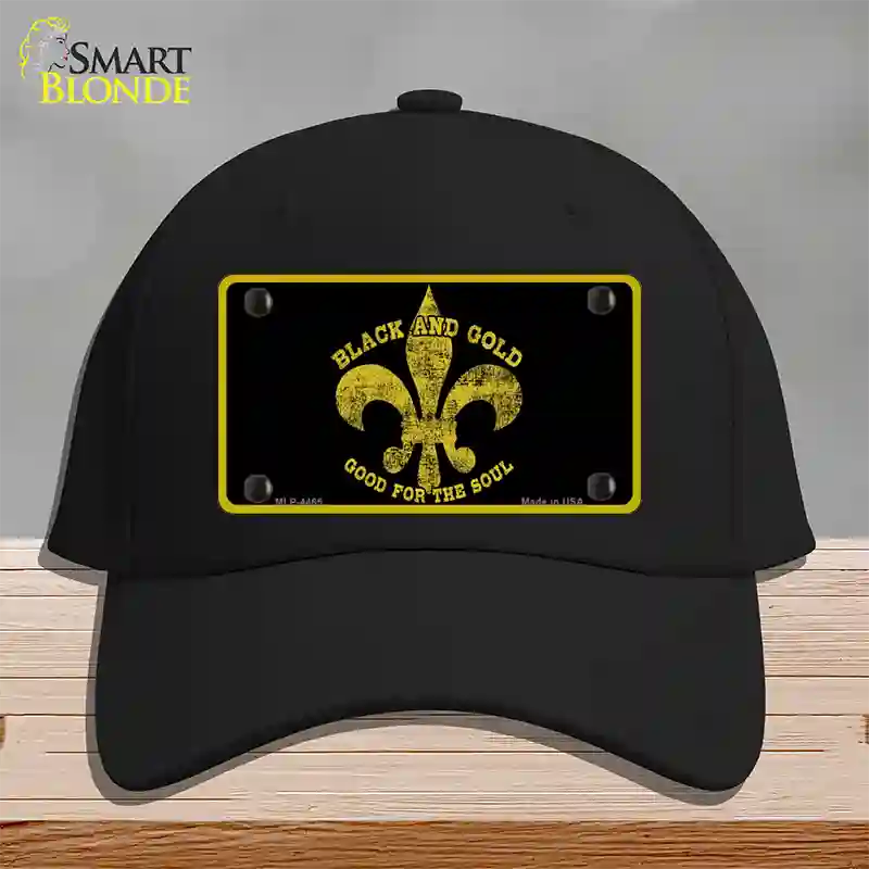 Saints Fleur De Lis Black Novelty License Plate Hat Cotton / Black