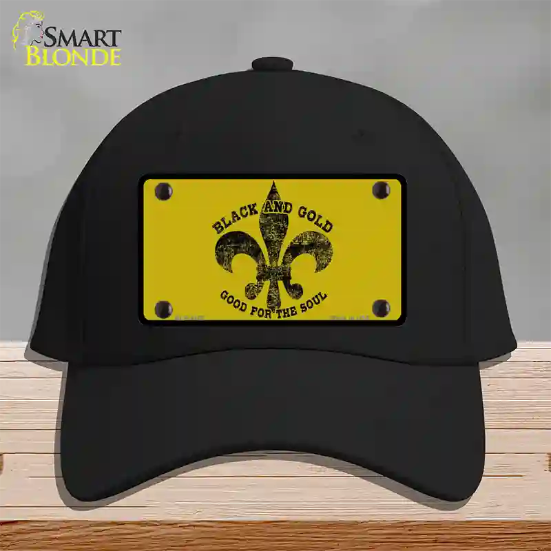 Saints Fleur De Lis Gold Novelty License Plate Hat Cotton / Black