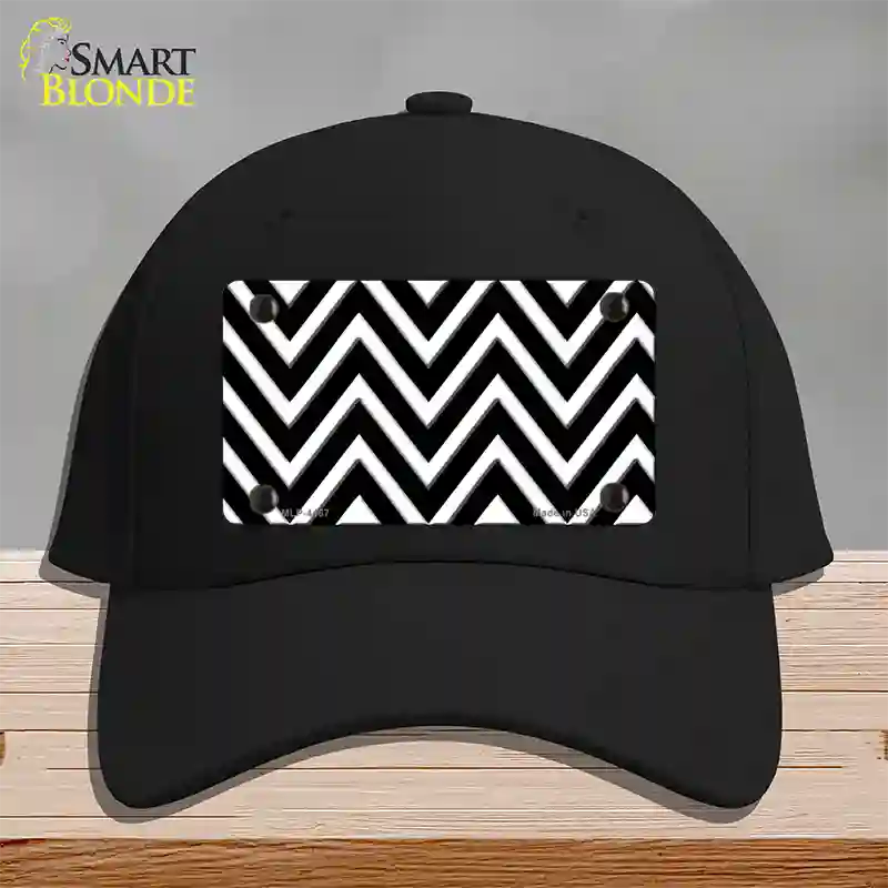 Black White Large Chevron Novelty License Plate Hat Cotton / Black