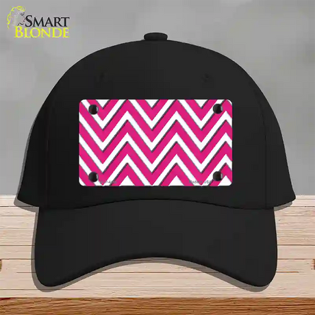 Pink White Large Chevron Novelty License Plate Hat Cotton / Black