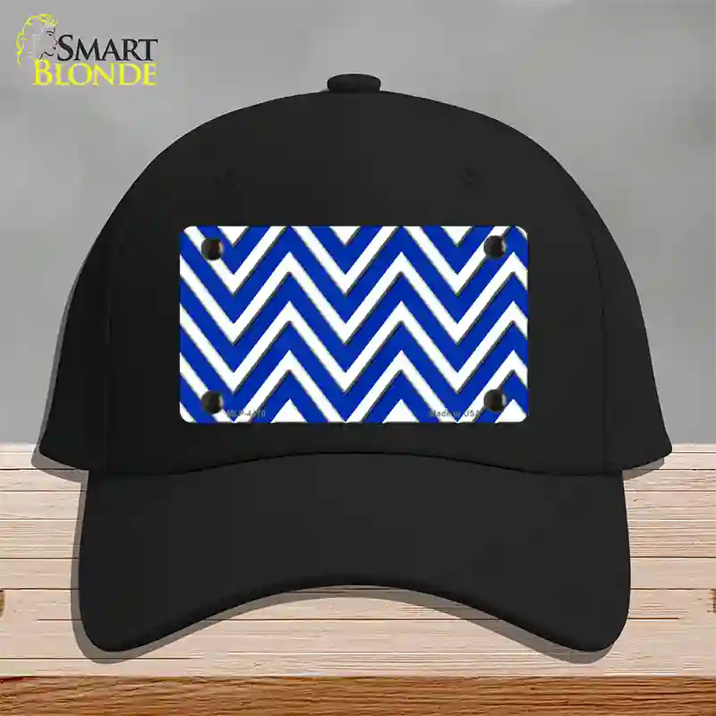 Blue White Large Chevron Novelty License Plate Hat Cotton / Black