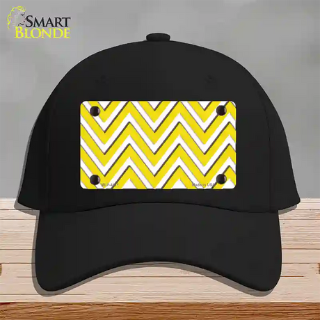 Yellow White Large Chevron Novelty License Plate Hat Cotton / Black