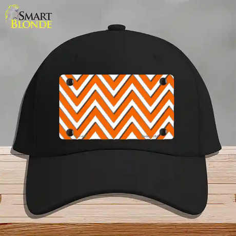 Orange White Large Chevron Novelty License Plate Hat Cotton / Black