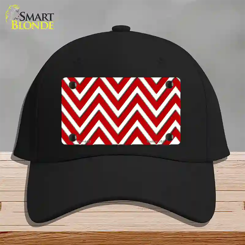 Red White Large Chevron Novelty License Plate Hat Cotton / Black