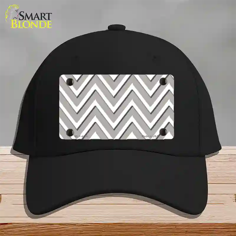 Grey White Large Chevron Novelty License Plate Hat Cotton / Black