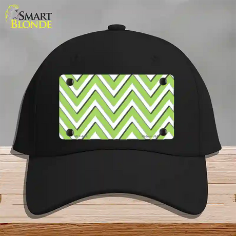 Lime Green White Large Chevron Novelty License Plate Hat Cotton / Black