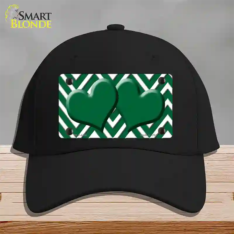 Green White Large Chevron Green Center Hearts Novelty License Plate Hat Cotton / Black