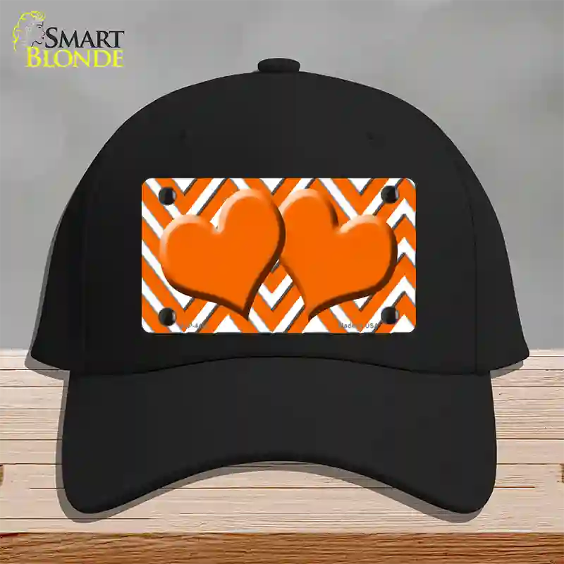 Orange White Large Chevron Orange Center Hearts Novelty License Plate Hat Cotton / Black