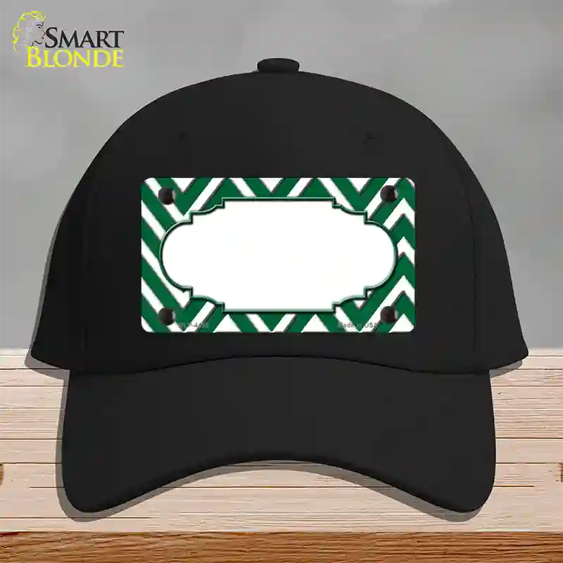 Green White Large Chevron Center Scallop Novelty License Plate Hat Cotton / Black