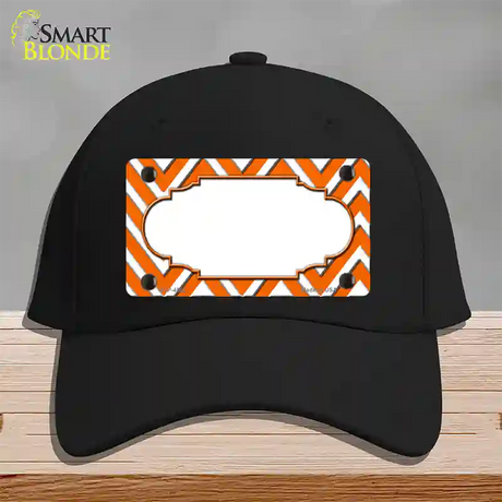 Orange White Large Chevron Center Scallop Novelty License Plate Hat Cotton / Black