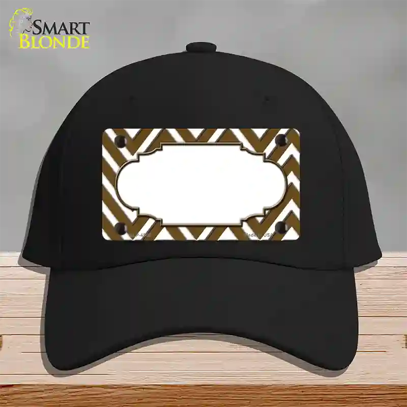 Brown White Large Chevron Center Scallop Novelty License Plate Hat Cotton / Black