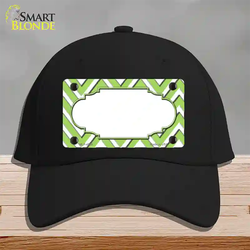 Lime Green White Large Chevron Center Scallop Novelty License Plate Hat Cotton / Black