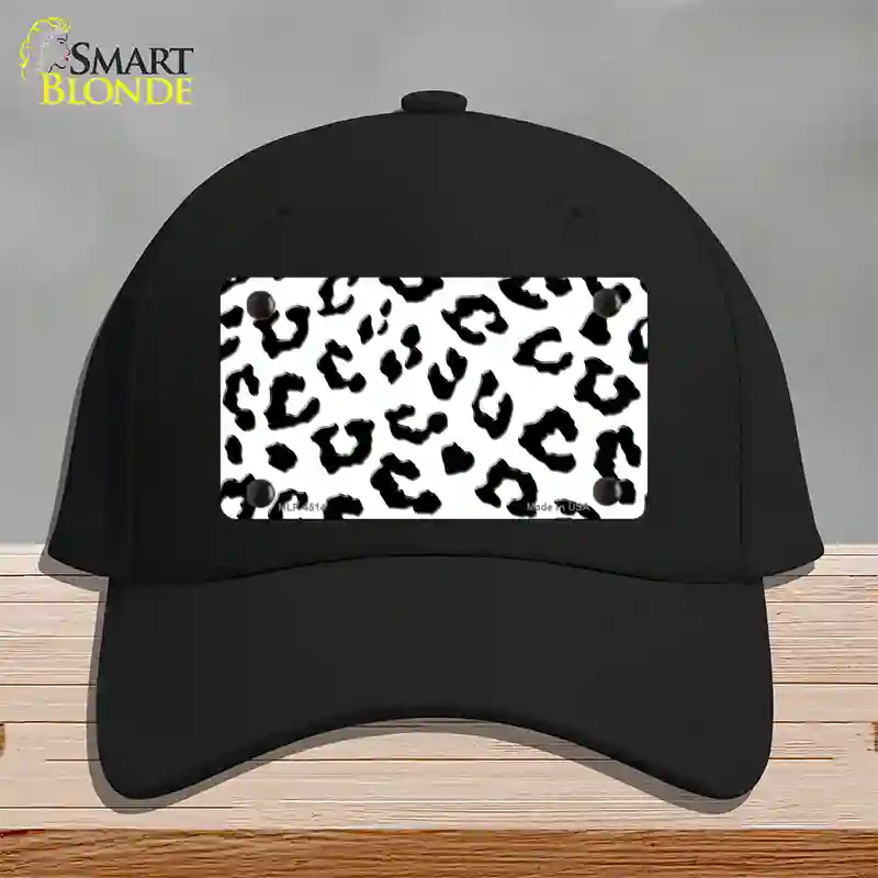 White Black Cheetah Novelty License Plate Hat Cotton / Black