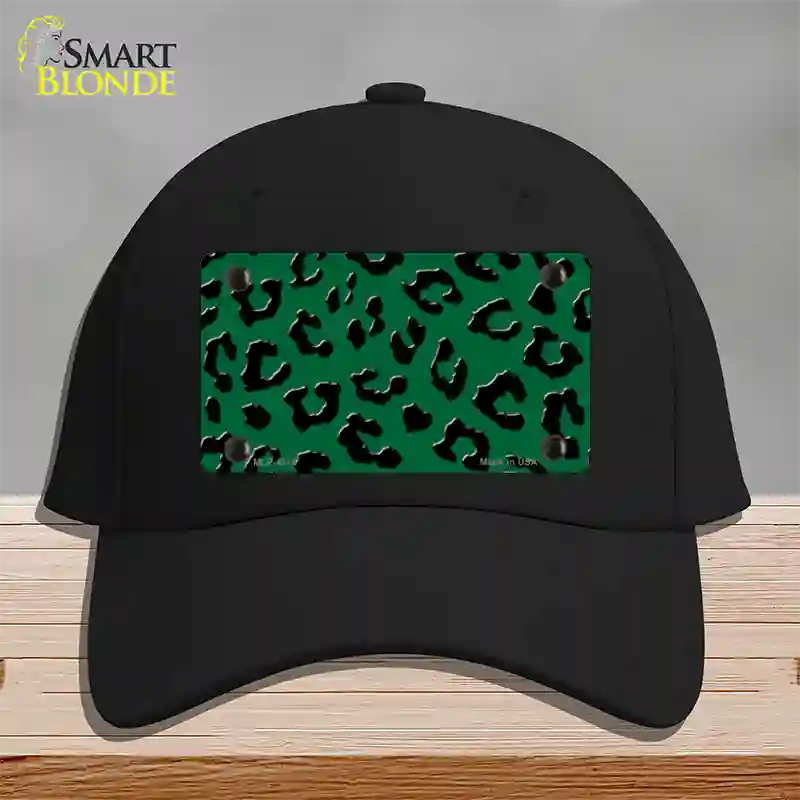 Green Black Cheetah Novelty License Plate Hat Cotton / Black