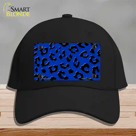 Blue Black Cheetah Novelty License Plate Hat Cotton / Black