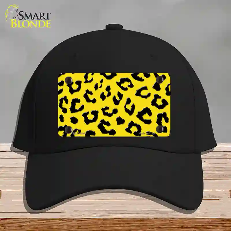 Yellow Black Cheetah Novelty License Plate Hat Cotton / Black