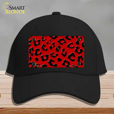 Red Black Cheetah Novelty License Plate Hat Cotton / Black