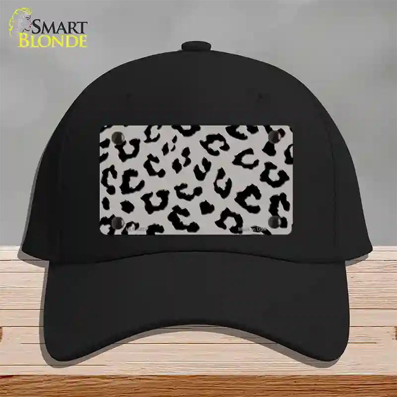 Grey Black Cheetah Novelty License Plate Hat Cotton / Black