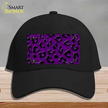 Purple Black Cheetah Novelty License Plate Hat Cotton / Black