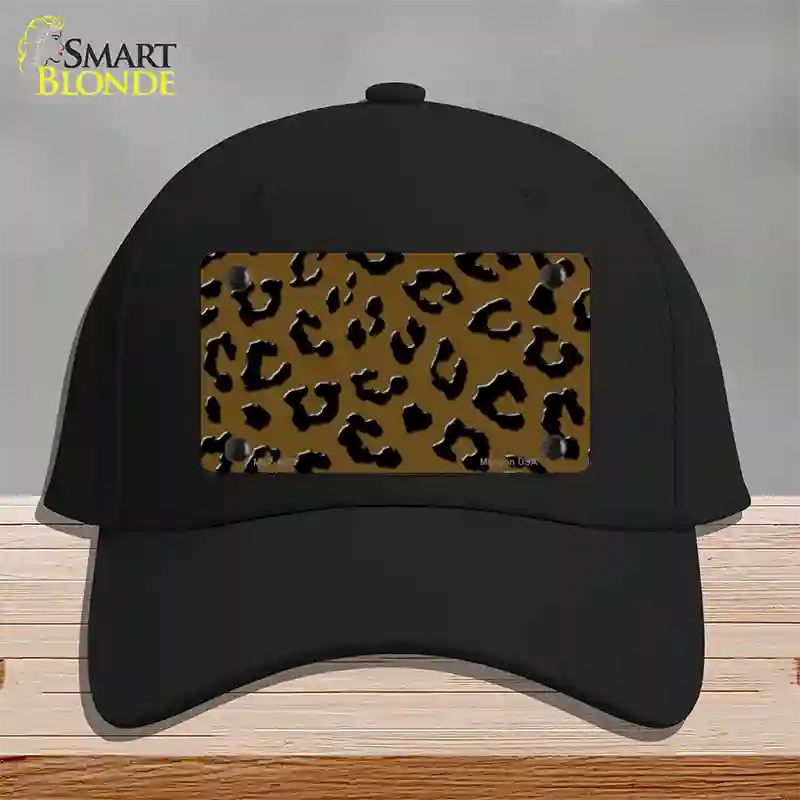 Brown Black Cheetah Novelty License Plate Hat Cotton / Black