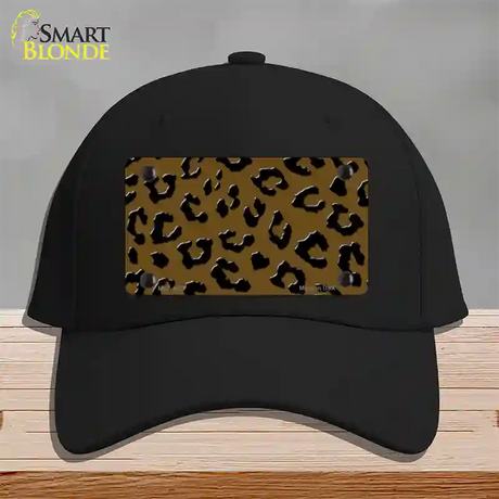 Brown Black Cheetah Novelty License Plate Hat Cotton / Black