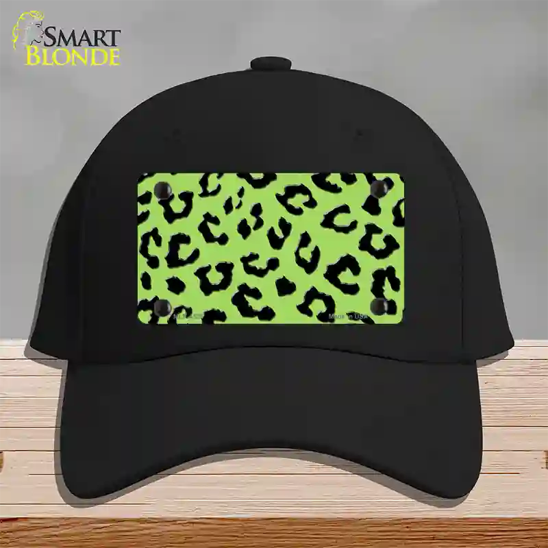 Lime Green Black Cheetah Novelty License Plate Hat Cotton / Black