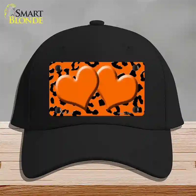 Orange Black Cheetah Orange Center Hearts Novelty License Plate Hat Cotton / Black