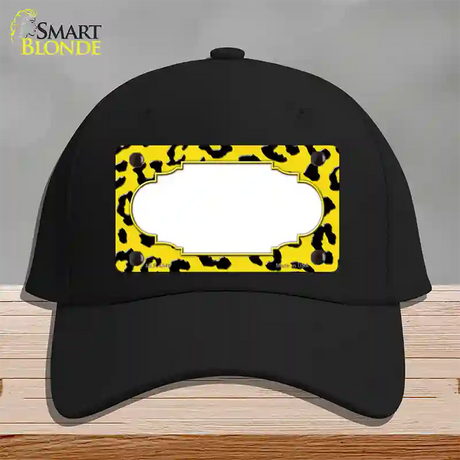 Yellow Black Cheetah Scallop Novelty License Plate Hat Cotton / Black