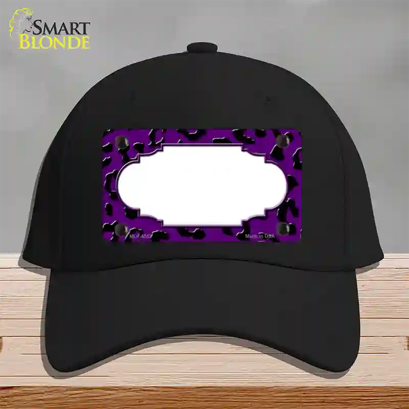 Purple Black Cheetah Scallop Novelty License Plate Hat Cotton / Black