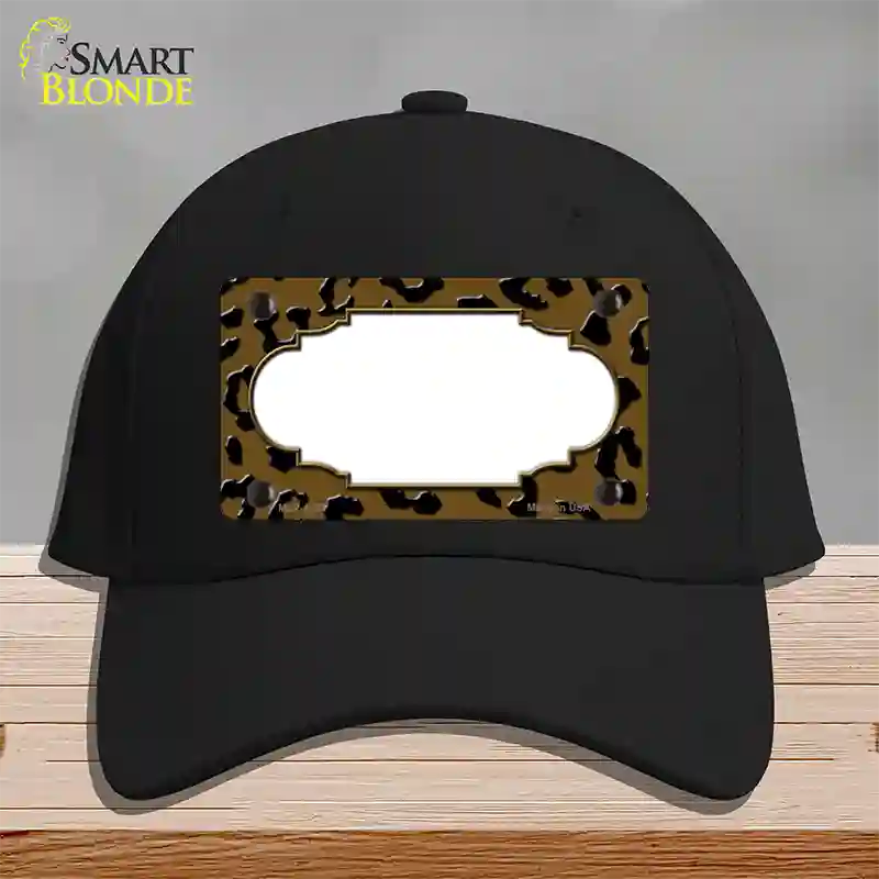 Brown Black Cheetah Scallop Novelty License Plate Hat Cotton / Black